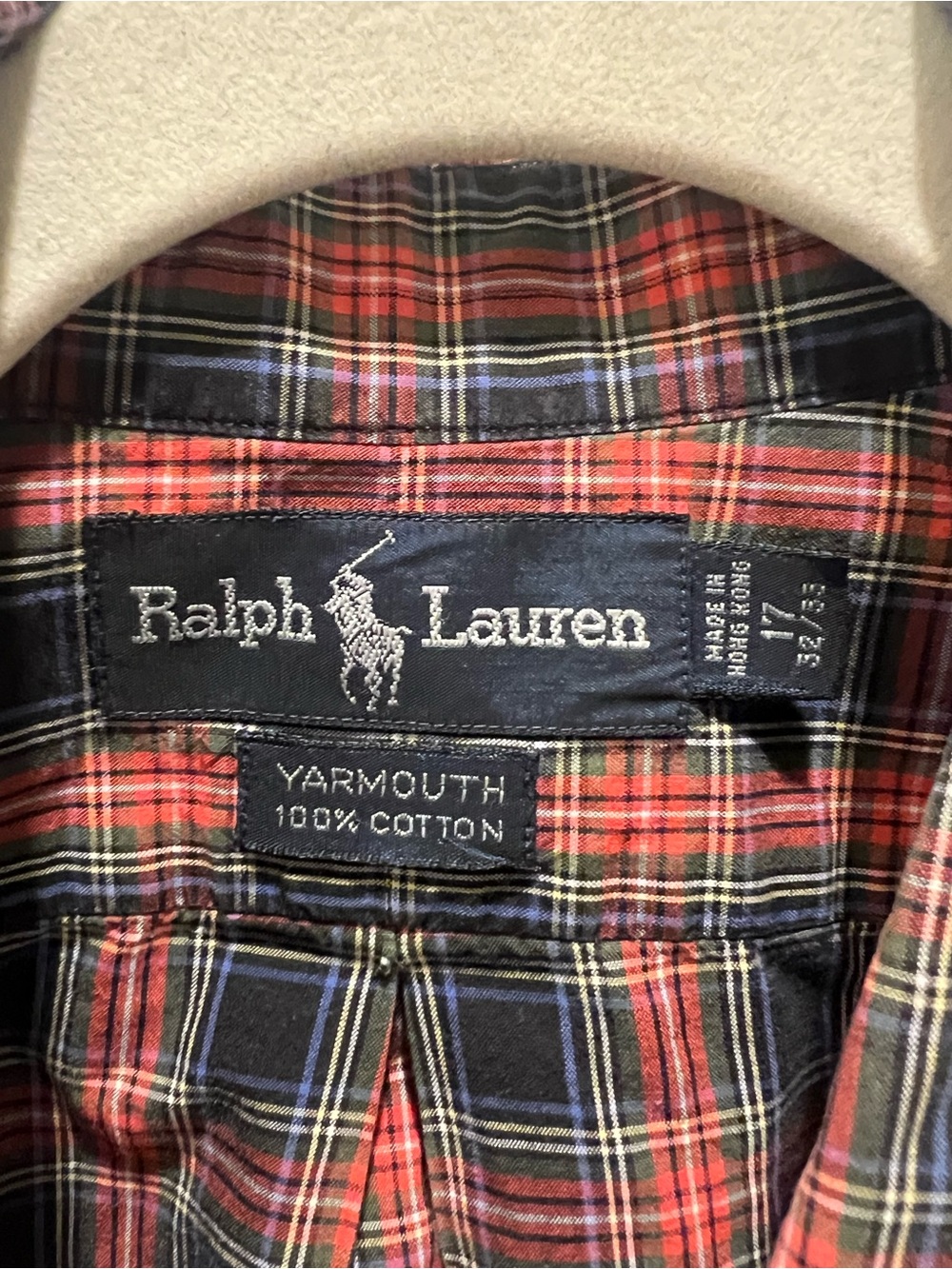 Ralph Lauren Men’s Red and Black Plaid Yarmouth Button-Down Shirt